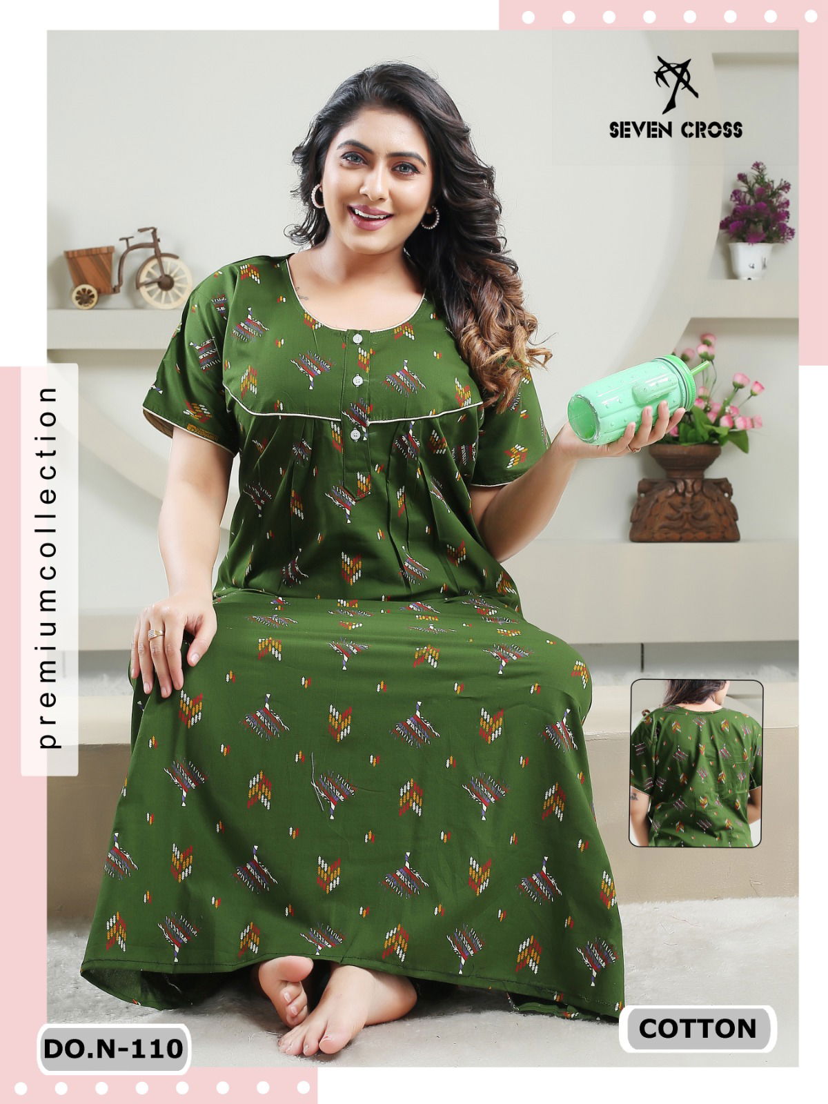 Cotton 101 Seven Cross Night Wear Printed Cotton Nighty Wholesale Market In Surat
